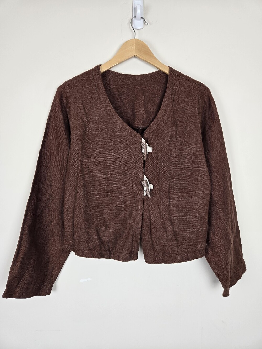 LINEN Boxy Toggle Button Jacket - Picture 2 of 7